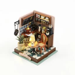 Wooden Mini Doll Houses DIY Handmade 3D Puzzle Assembly Building Kits With Furniture LED Coffee Store Dollhouse Toys For Gift