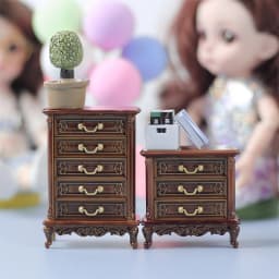 1Pc Dollhouse Furniture Ornaments Mini European Style Retro High And Low Cabinet Model Shooting Scene Props