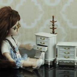 1Pc Dollhouse Furniture Ornaments Mini European Style Retro High And Low Cabinet Model Shooting Scene Props