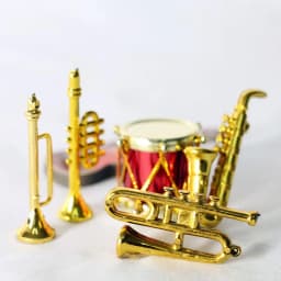 1/12 Scale Doll Musical Instruments Dollhouse Accessories Miniature Piano Violin Guitar Drum Microphone Saxophone Trumpet Model