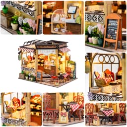 DIY Wooden 3D Bakery Room Doll Houses Miniature Assembly Model Building Bedroom Kit Dollhouse With Furniture Toys For Gifts