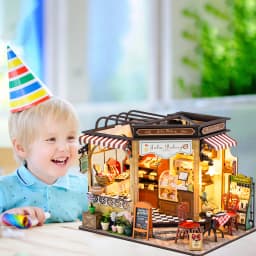 DIY Wooden 3D Bakery Room Doll Houses Miniature Assembly Model Building Bedroom Kit Dollhouse With Furniture Toys For Gifts