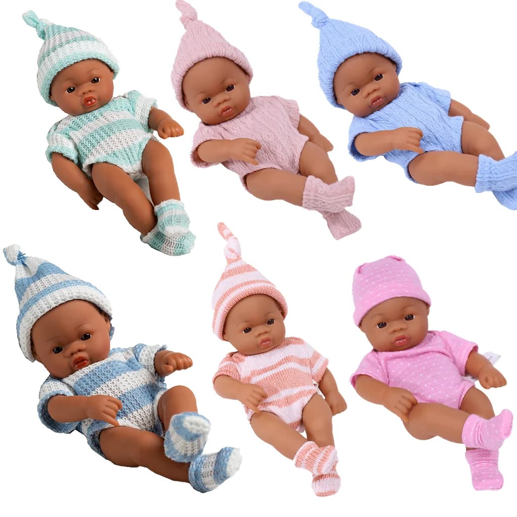 20cm 7.87inch Mini Reborn Dolls Vinyl Brown Skin Soft Full Body Doll Lifelike Soft Reborn Doll Cute Doll For Girls Dolls Toys