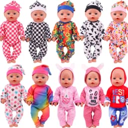 Doll Clothes 2Pcs/Set Clothes+Hat Daily Cute Outfit Pajamas For 43CM Baby Doll&18Inch American Doll Accessories,Girl DIY Toys
