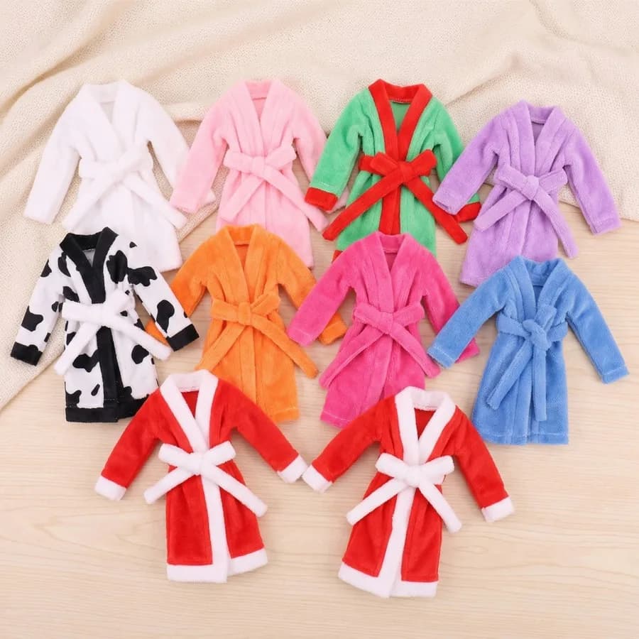 30cm Doll Clothes Christmas Plush Lace-up Pajamas Fit 11.8'Christmas Elf Doll Snowman Gingerbread Man Clothes Doll Accessories