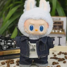 Trendy Fashion Denim Suit Mini Plush Doll'S Clothes Outfit Accessories For Korea Kpop Exo Labubu V1 V2 Idol Dolls Clothing Gift