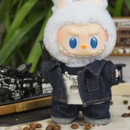 Trendy Fashion Denim Suit Mini Plush Doll'S Clothes Outfit Accessories For Korea Kpop Exo Labubu V1 V2 Idol Dolls Clothing Gift
