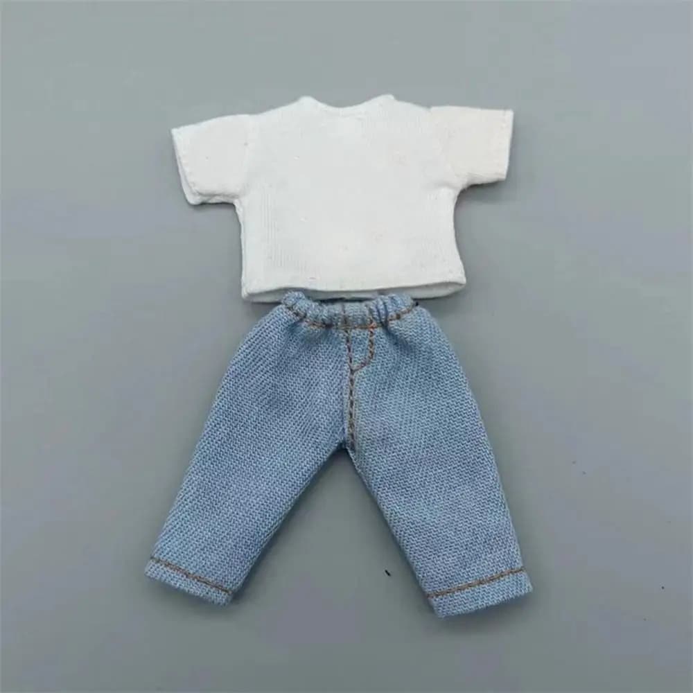 Jeans Clothes Trousers T-shirt For 1/11 OB11 Dolls For 1/12 Bjd/GSC Doll Clothes Denim Pants Obitsu 11 Doll Clothes Accessories