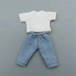 Jeans Clothes Trousers T-shirt For 1/11 OB11 Dolls For 1/12 Bjd/GSC Doll Clothes Denim Pants Obitsu 11 Doll Clothes Accessories