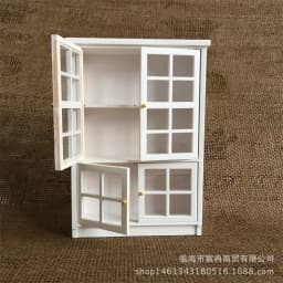 1:12 BJD Dollhouse Mini Kitchen White Furniture Doll House Accessories Kitchen Decoration Table and Chair Refrigerator Cupboard