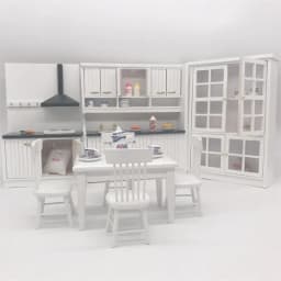 1:12 BJD Dollhouse Mini Kitchen White Furniture Doll House Accessories Kitchen Decoration Table and Chair Refrigerator Cupboard