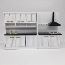 1:12 BJD Dollhouse Mini Kitchen White Furniture Doll House Accessories Kitchen Decoration Table and Chair Refrigerator Cupboard