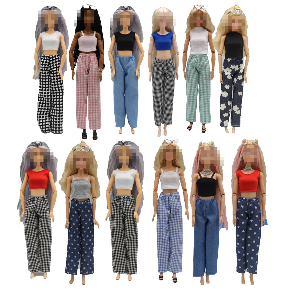 New 30cm 1/6 simple Claus Tshirt Elastic pants Daily Wear Accessories Clothes for Barbies doll