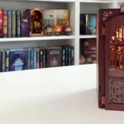 CUTEBEE DIY Book Nook Kit Miniature Wooden Dollhouse with Light Bookshelf Insert Decoration Model for Gifts Bookshop Memories