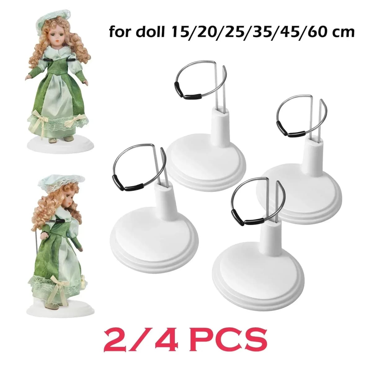 2Pcs Action Figure Stand Plastic Doll Display Stand Doll Bracket Support Adjustable Doll Stand for Fits 15-60cm Bear Dolls Toy