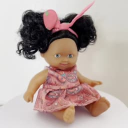 5in/13cm Kawaii Cute Black New Reborn Baby Dolls Educational Dolls Black Skin Black Hair With Cute Bow Headwear Birthday Gift