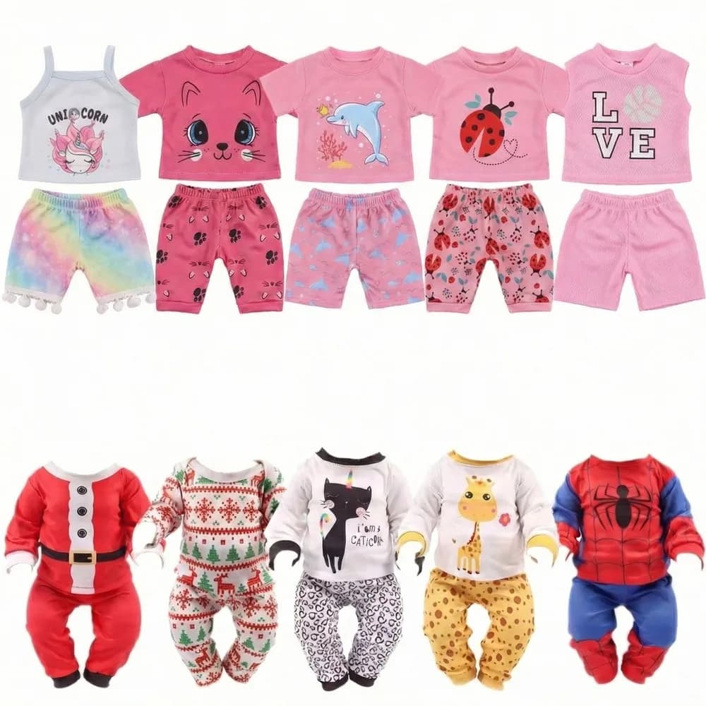 2 Pcs/Set Cute Pajamas Doll Accessories Clothes Dress For 18 Inch Girl Doll & 43 cm New Baby Doll,Our Generation,gifts