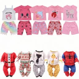 2 Pcs/Set Cute Pajamas Doll Accessories Clothes Dress For 18 Inch Girl Doll & 43 cm New Baby Doll,Our Generation,gifts