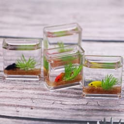 1Pcs 1:12 Dollhouse Miniature Fish Tank Simulation Aquarium Home Decor Toy Doll House Accessories