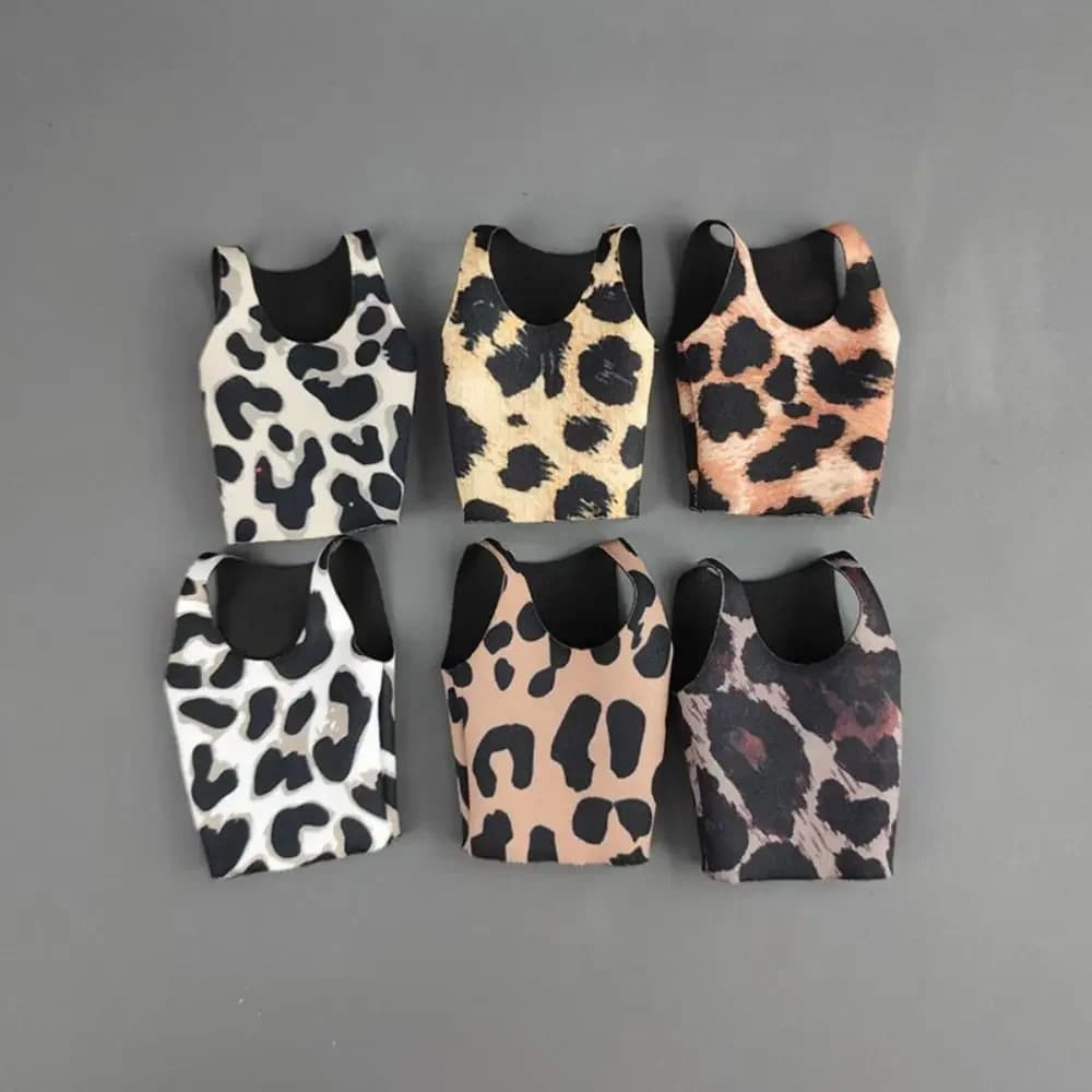 1/6 Miniature Doll Soldier Leopard Print Vest Trendy High Elastic Clothing For 30cm Doll Round Neck T-shirt Hiking Casual Tank