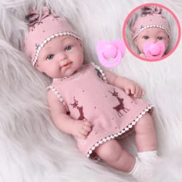 One Piece 12.6 Inches Newreborn Baby Doll Light Pink Color Clothes Vinyl Body 32cm Realistic Reborn Baby Dolls with Pacifier