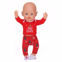Cute Doll Pattern Pajamas for18inch doll&43 cm Reborn doll Flannel Homewear Set with Cartoon Design, Cozy Sleepwear Loungewear