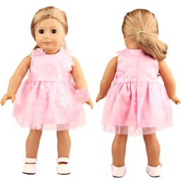 Adorable Pink Floral Doll Dress for 18-Inch American Dolls And 43-Cm Newborn Baby Girl Doll Clothes Suitable for OG Dolls