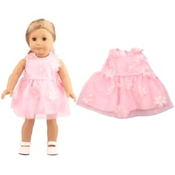 Adorable Pink Floral Doll Dress for 18-Inch American Dolls And 43-Cm Newborn Baby Girl Doll Clothes Suitable for OG Dolls