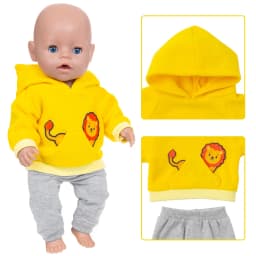 Kawaii Animal Hoodie Sweat Pants Suits for 16-18Inch 45cm Baby Doll Reborn Baby Doll Clothes Warm Clothing Accessories Girl Gift