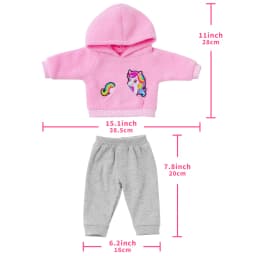 Kawaii Animal Hoodie Sweat Pants Suits for 16-18Inch 45cm Baby Doll Reborn Baby Doll Clothes Warm Clothing Accessories Girl Gift