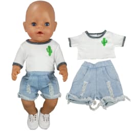 Winter Hoody Coat And Flower Strap Dress Pants Outfit for 43cm 18-Inch AG Girl Dolls Baby Doll Clothes Set