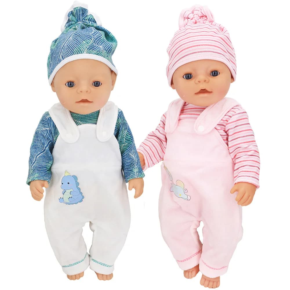 Winter Hoody Coat And Flower Strap Dress Pants Outfit for 43cm 18-Inch AG Girl Dolls Baby Doll Clothes Set