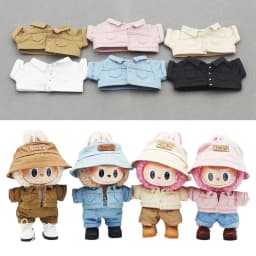 Mini Doll'S Clothes Outfit Accessories For 15-17cm Labubu V1 V2 and 10cm cotton doll Denim shorts jacket Clothing Gift