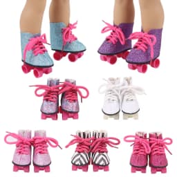 Doll Roller Skate Sequin Shoes Doll Ice Skates Fit 18 Inch American&43 Cm Baby Doll Generation Christmas Girl`s Toy DIY Gift