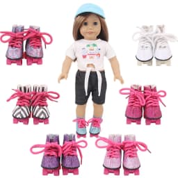 Doll Roller Skate Sequin Shoes Doll Ice Skates Fit 18 Inch American&43 Cm Baby Doll Generation Christmas Girl`s Toy DIY Gift
