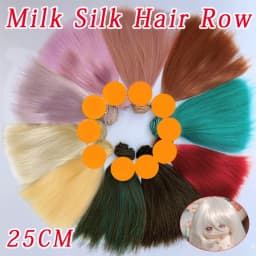 25CM High Quality Milk Silk Doll Hair Long Straight Synthetic Hair for 1/3 1/4 1/6 BJD Wig DIY Soft Doll Wig Accessories