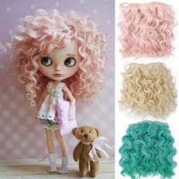 15CM Curly Doll Hair DIY Toy Accessories Synthetic Heat Resistant Fiber Wig Blonde Color