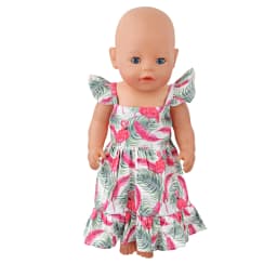 Newly Designed Doll Skirt Flamingos,Sunflowers,Flowers Flying Sleeve Dress For 18 Inch American&43cm Baby New Born Girl Doll Toy