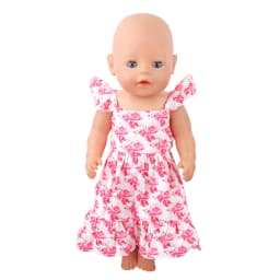 Newly Designed Doll Skirt Flamingos,Sunflowers,Flowers Flying Sleeve Dress For 18 Inch American&43cm Baby New Born Girl Doll Toy