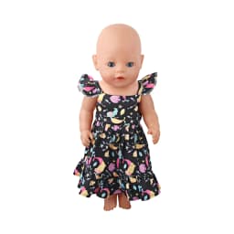 Newly Designed Doll Skirt Flamingos,Sunflowers,Flowers Flying Sleeve Dress For 18 Inch American&43cm Baby New Born Girl Doll Toy