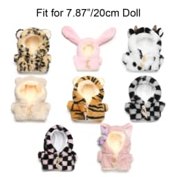 20CM Doll Clothes Plush Fur Coat Cartoon Animal Horn Buckle Overcoat Rabbit Bear Tiger Winter Hairy Outfits For Idol Dolls Toys