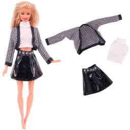 3 Pcs/Set Fur Vest Coat + Dress/Casual Outfit for 11.8 inch Barbies Doll Clothes Accessories Plush Jacket Celebrity,Child's Gift