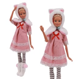 3 Pcs/Set Fur Vest Coat + Dress/Casual Outfit for 11.8 inch Barbies Doll Clothes Accessories Plush Jacket Celebrity,Child's Gift