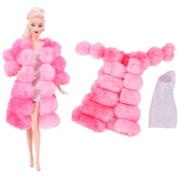 3 Pcs/Set Fur Vest Coat + Dress/Casual Outfit for 11.8 inch Barbies Doll Clothes Accessories Plush Jacket Celebrity,Child's Gift