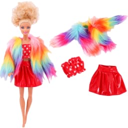 3 Pcs/Set Fur Vest Coat + Dress/Casual Outfit for 11.8 inch Barbies Doll Clothes Accessories Plush Jacket Celebrity,Child's Gift