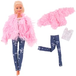 3 Pcs/Set Fur Vest Coat + Dress/Casual Outfit for 11.8 inch Barbies Doll Clothes Accessories Plush Jacket Celebrity,Child's Gift