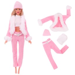 3 Pcs/Set Fur Vest Coat + Dress/Casual Outfit for 11.8 inch Barbies Doll Clothes Accessories Plush Jacket Celebrity,Child's Gift