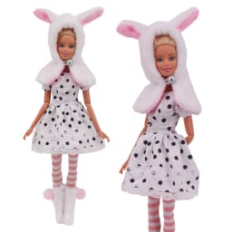 3 Pcs/Set Fur Vest Coat + Dress/Casual Outfit for 11.8 inch Barbies Doll Clothes Accessories Plush Jacket Celebrity,Child's Gift