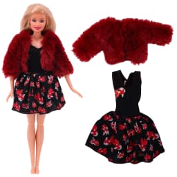 3 Pcs/Set Fur Vest Coat + Dress/Casual Outfit for 11.8 inch Barbies Doll Clothes Accessories Plush Jacket Celebrity,Child's Gift