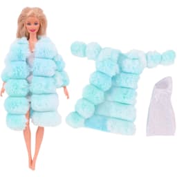3 Pcs/Set Fur Vest Coat + Dress/Casual Outfit for 11.8 inch Barbies Doll Clothes Accessories Plush Jacket Celebrity,Child's Gift